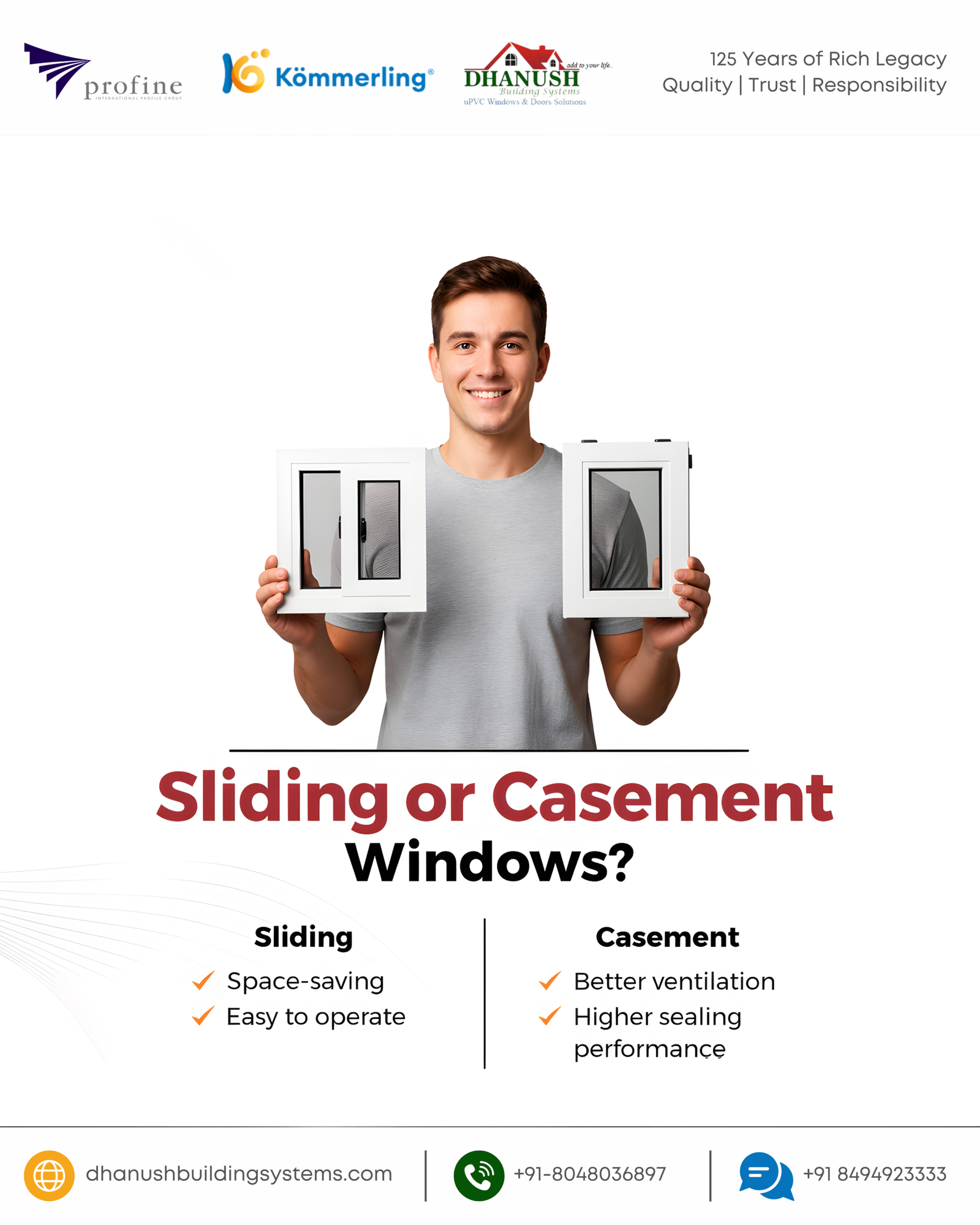 Upvc Windows Sliding or Casement? Sliding windows are the smart choice when you want to save space and enjoy easy daily operation. They are ideal for compact rooms, modern apartments, and areas where you want a clean, simple look without the window projecting outward.