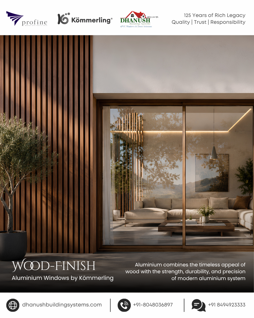 Wood Finish Aluminum Windows combines the timeless appeal of wood with the strength, durability, and precision of modern aluminum systems.