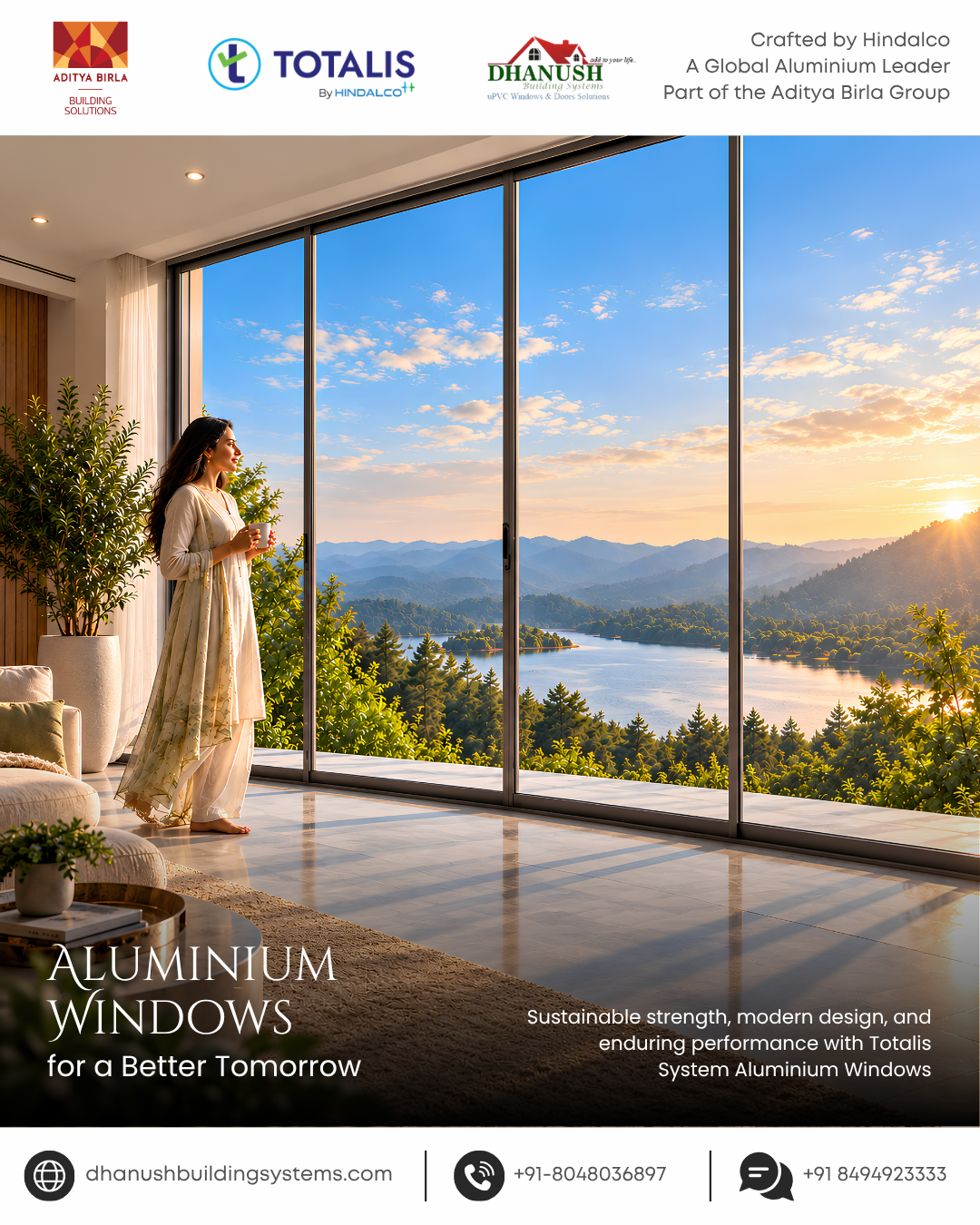 Totalis Premium Aluminium Windows provide durability and aesthetics, making them the ideal choice for modern homes and green projects.